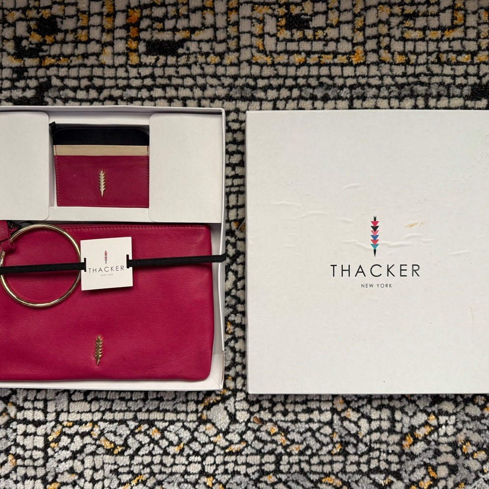 Thacker New York - genuine leather clutch & card case 2 piece gift set
